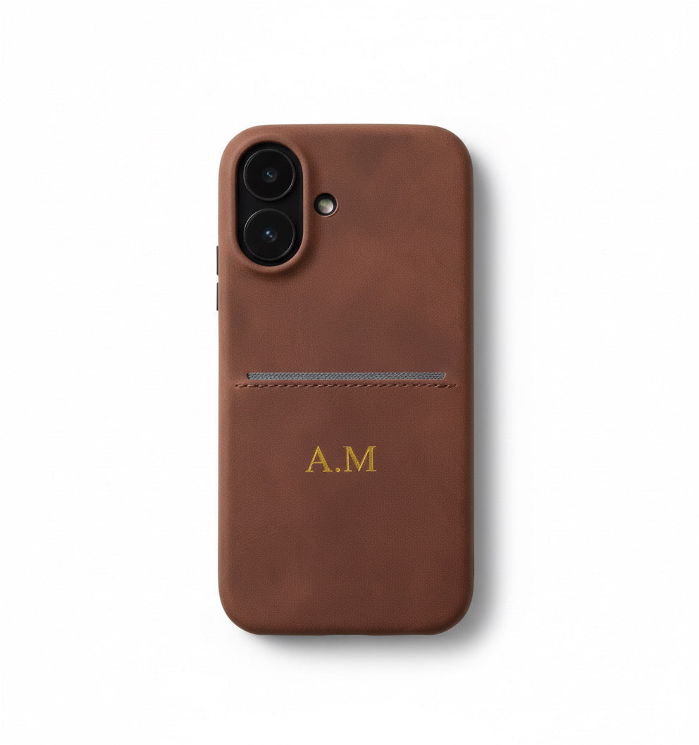 Customizable Card Holder Case - Brown